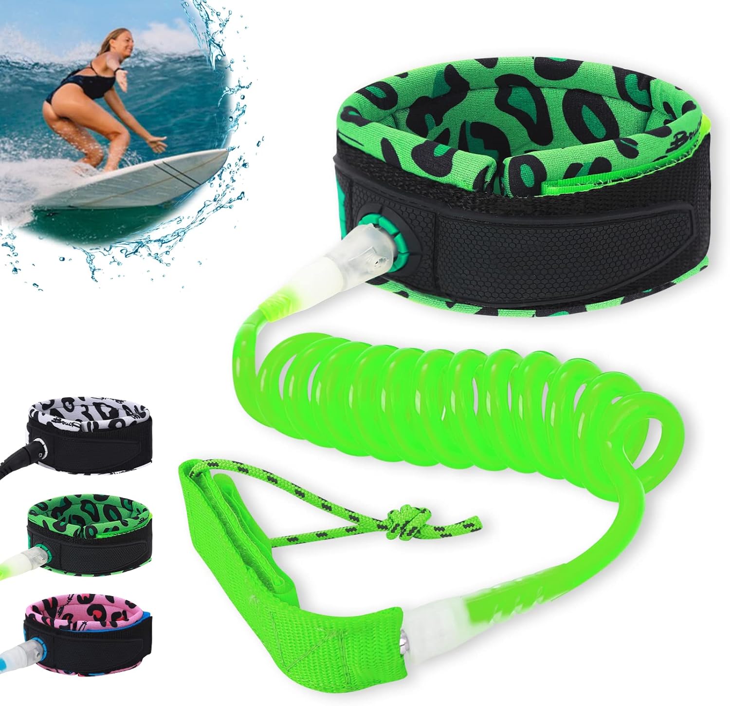 Jodsen Surf SUP Board Leash,7mm 4ft TPU Paddle Board Leash,Coiled Sup