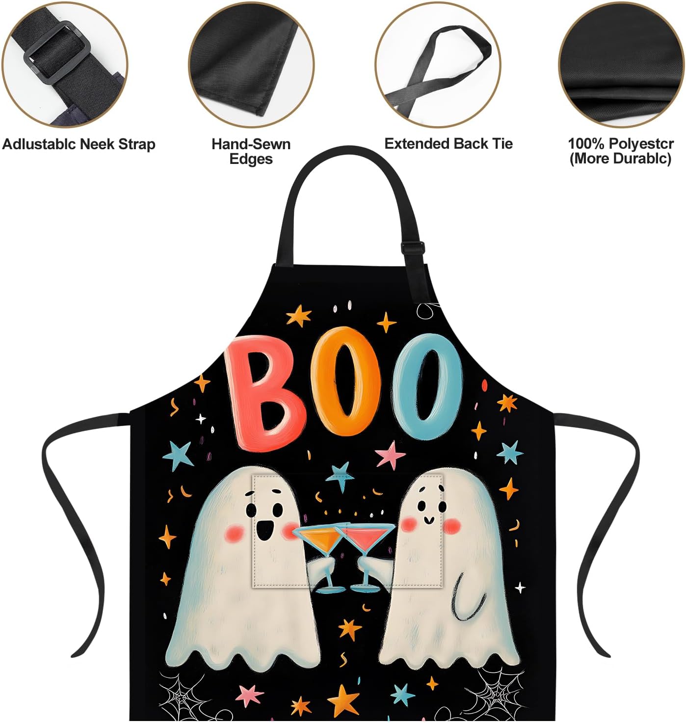 ANNA QUEEN Funny Cat Apron for Women Men with Pockets Spring Sunflower Apron Adjustable Kitchen Chef Cooking Apron