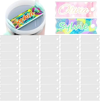 40 Pcs Sublimation Name Plate Tag Blanks for Personalized 40 oz Tumblers, PVC Heat Transfer Material Matte Photo Effect,Customized Cup Lid Topper Mark