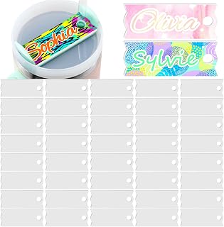 40 Pcs Sublimation Name Plate Tag Blanks for Personalized 40 oz Tumblers, PVC Heat Transfer Material Matte Photo Effect,Customized Cup Lid Topper Mark