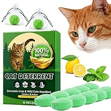 Cat Deterrent Outdoor Dog Deterrent (Pack of 1 (10 Balls)) Natural Peppermint Oil Cat Repellent Outdoor and Indoor Against Scratch and Chew Furniture Curtain Family Safe, Dog Repellent to Keep Feral Cats Dogs Out of Yard Garden (1)