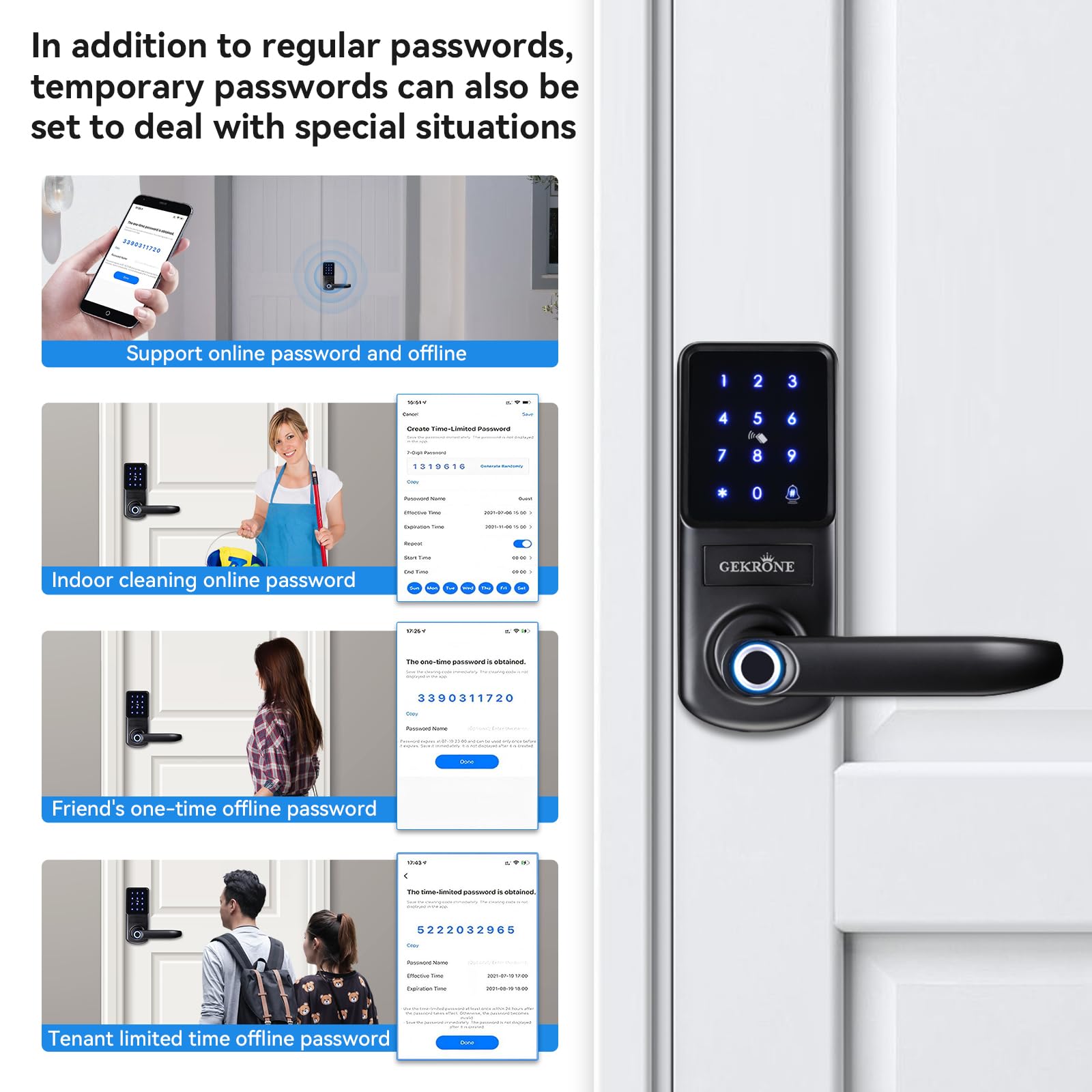 Serratura intelligente delle impronte digitali con maniglia a leva, tastiera touchscreen Keyless Entry manopola della porta anteriore, controllo APP Set di chiavistello elettronico biometrico