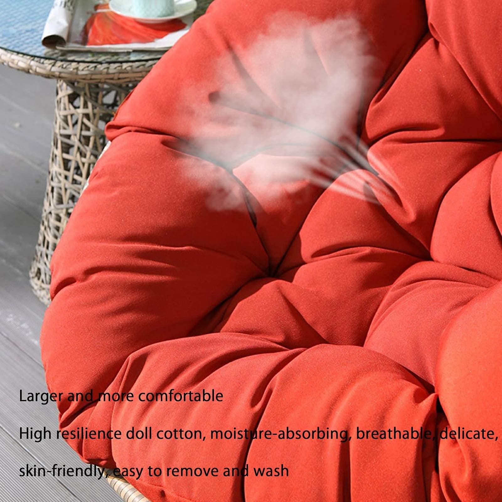 Poduszka na krzesło Papasan, ogród kryty na zewnątrz okrągła poduszka na krzesło, wiszący kosz hamaki Swing Egg poduszka na siedzenie krzesła (Red)