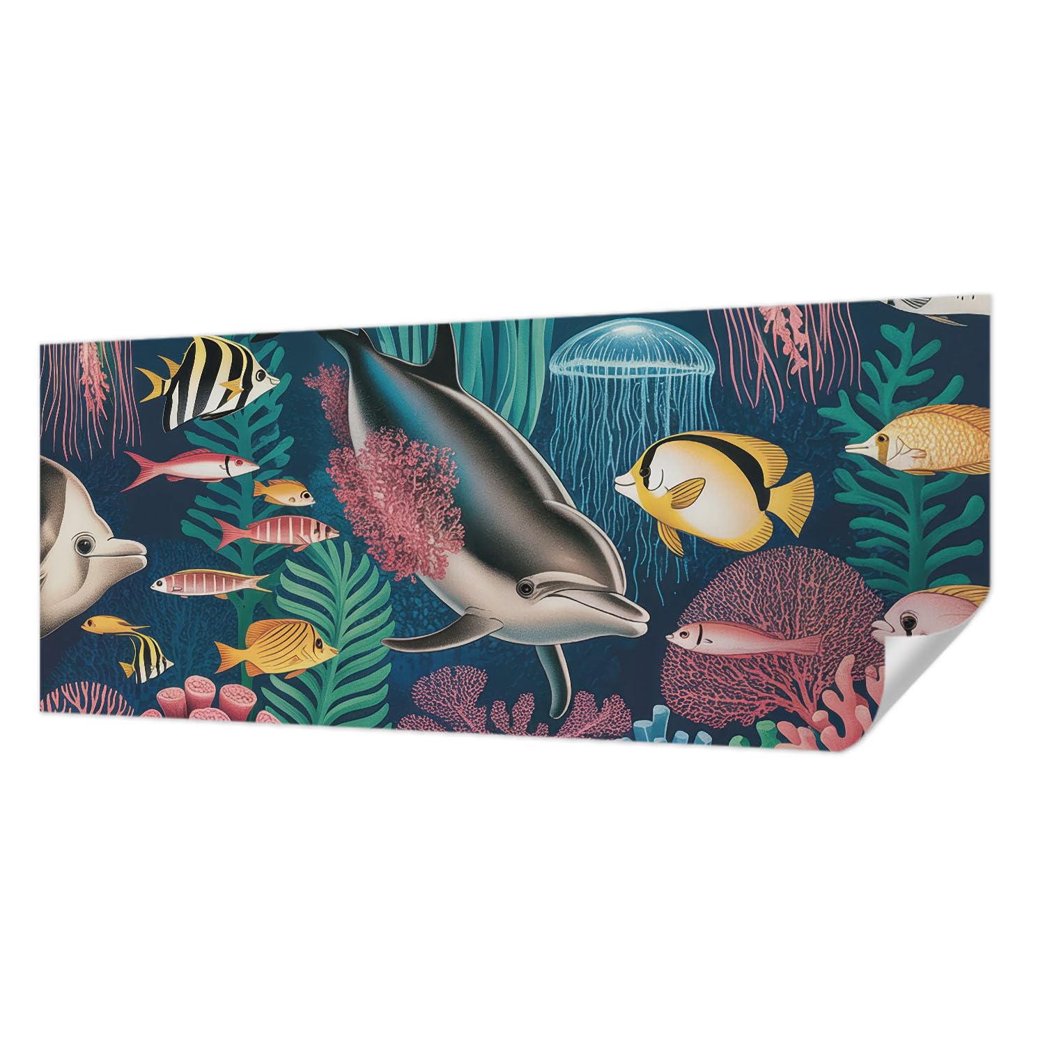 Papier peint autocollant faune sous-marine 250x104 cm mural Tulup