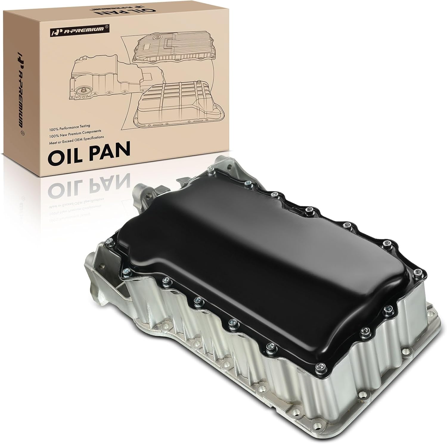 A-Premium Engine Oil Pan Sump with Drain Plug Compatible with VW Jetta 2002-2005, Beetle 2002-2005, L4 1.8L