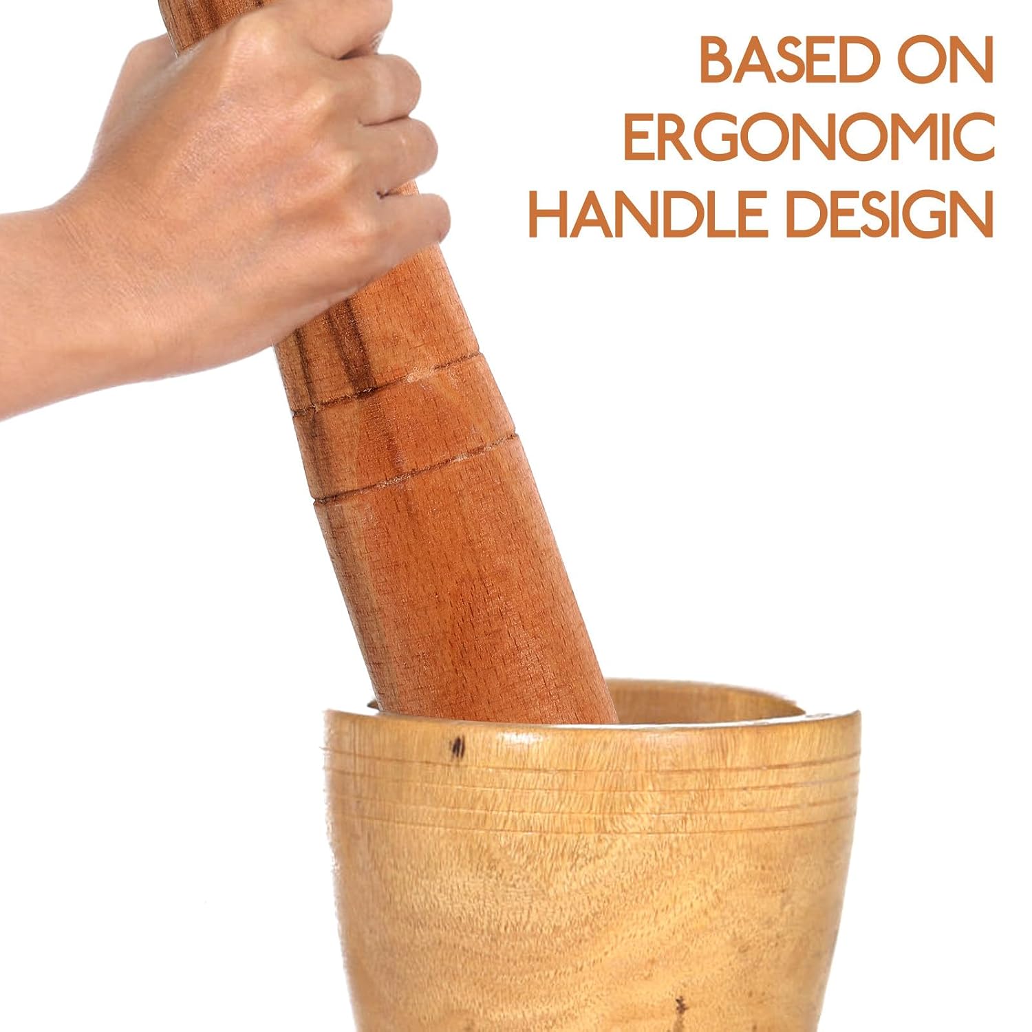 Wooden Garlic Grinding Rod with Handle, Ergonomic Reusable Masher