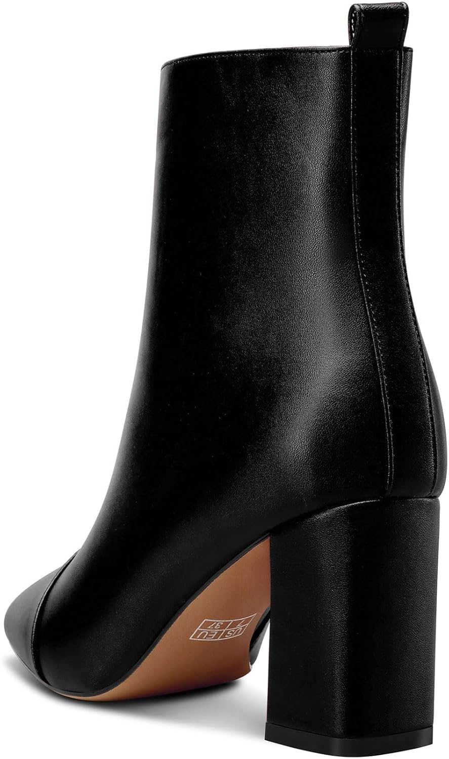 Saekcted Womens Chunky Block Mid Heel Square Toe Ankle Boots Short Bootie Zipper Slip-on Patchwork Dress Office Basic Classic Winter 3.2 Inches Heels