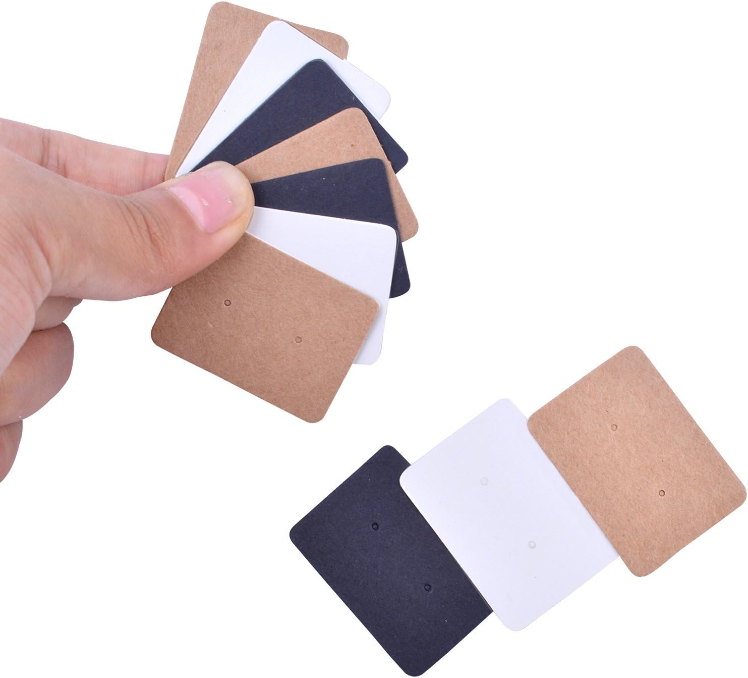 BronaGrand 300 Pcs Paper Earring Tags Mini Rectangle Ear Stud Display Cards Hanging Holder, 1" x 1.4"