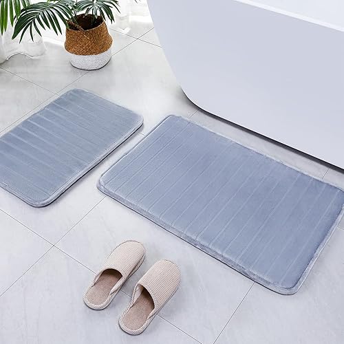 Miniatura 21 de SWEMSTAR Alfombras de baño gruesas de espuma viscoelástica, antideslizantes, de secado rápido, absorbentes, lavables, de microfibra para el suelo, 1