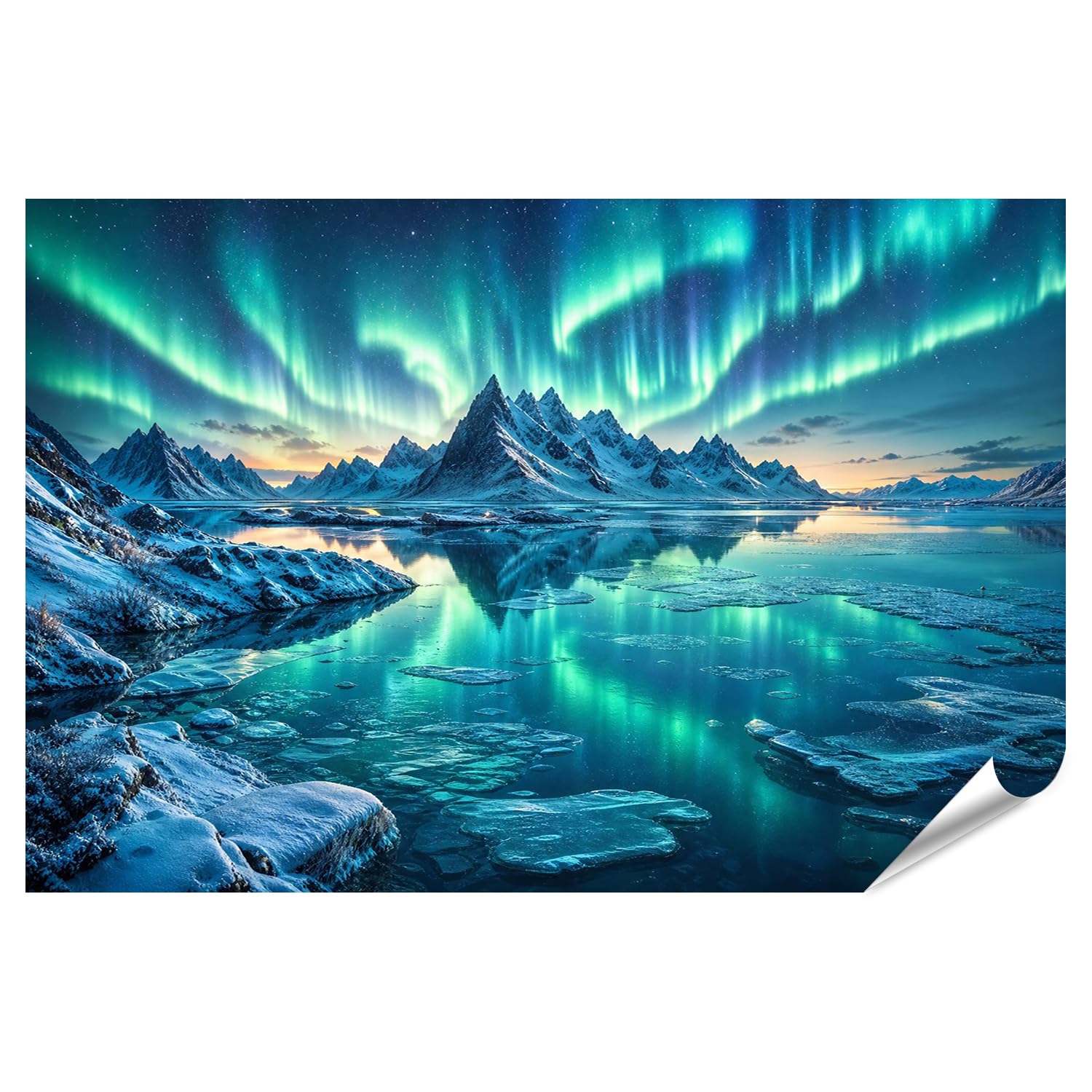 islandburner Póster de alta calidad con aurora polar mágica, para salón o para amantes de la naturaleza, gran