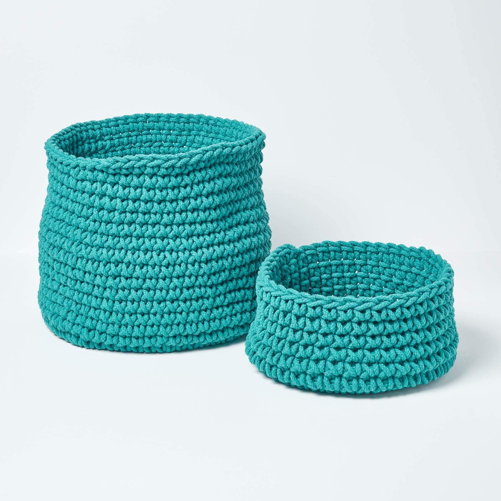 Homescapes cestino portaoggetti rotondo intrecciato in maglia bianco sporco 100% cotone