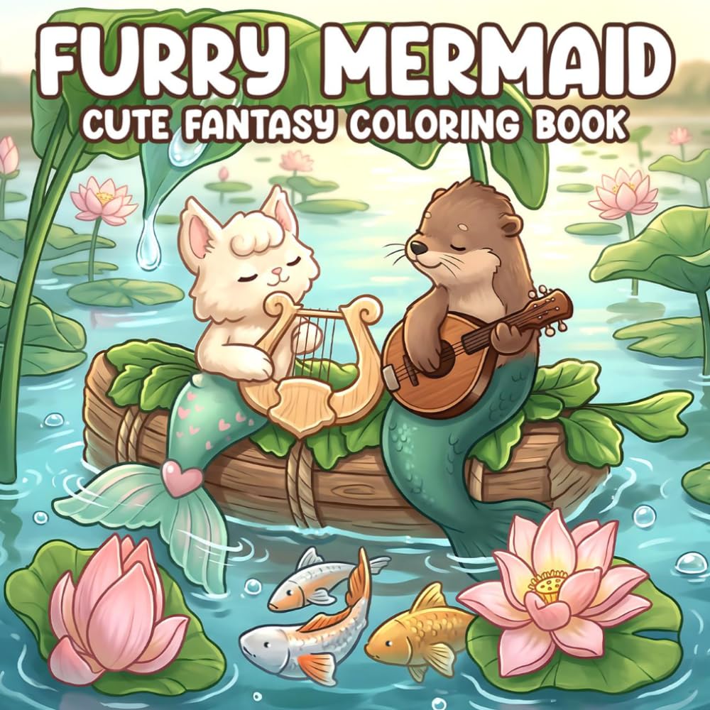 Furry Mermaid Coloring Book: Cute Ocean Creature Coloring Pages with Underwater Adventures, Magical Sea Scenes for Kids and Adults to Relax & Enjoy Creativity