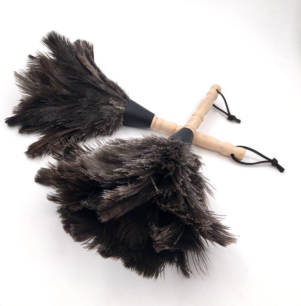 Ostrich Feather Duster for Cleaning,Wood Handle,13.4" (4)