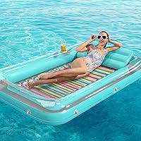 Vista 7 de Jasonwell Flotador de piscina inflable 4 en 1 para bronceado - Flotador de balsa para tomar el sol, juguetes, colchoneta para cama de bronceado