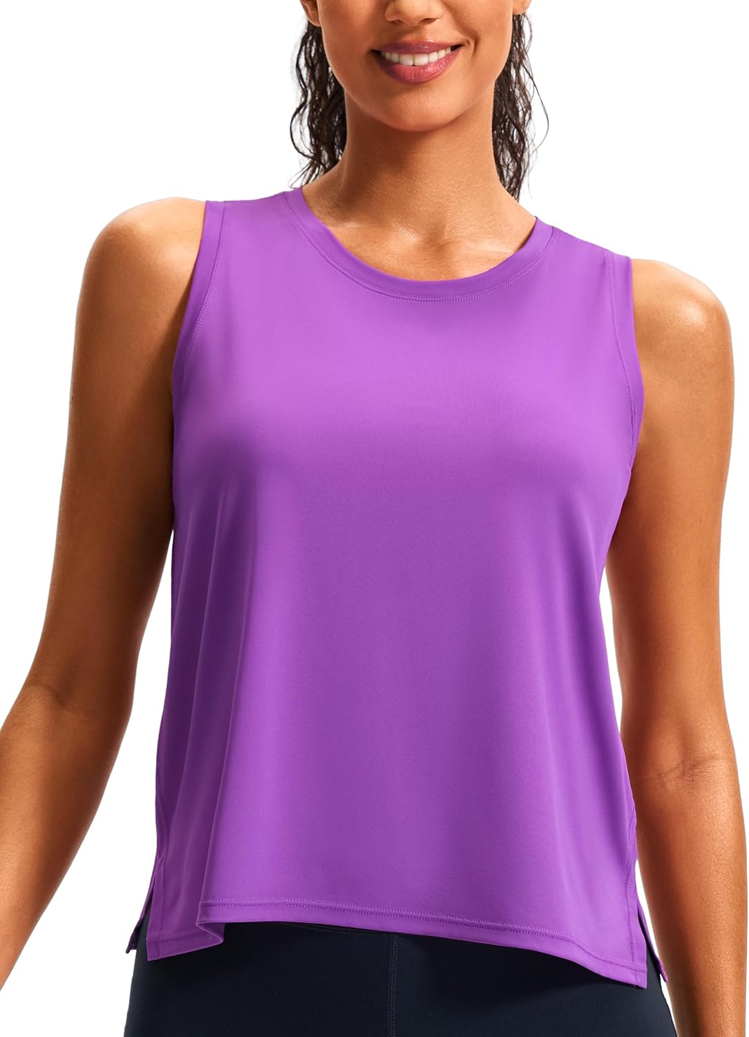 JOYSPELS Ice Silk Crop Workout Tank Tops for Women Cool-Dry Sleeveless Loose Fit Yoga Shirts