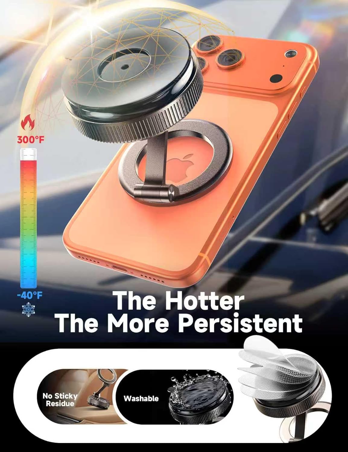 Pure Zinc Alloy Vacuum Magnetic Phone Holders for Your Car [105+LBS Suction & 3800gf Magnetic] 360° Adjustable Magsafe Car Phone Holder Mount for iPhone 17 16 15 14 13 12 Series & Android - Image 5