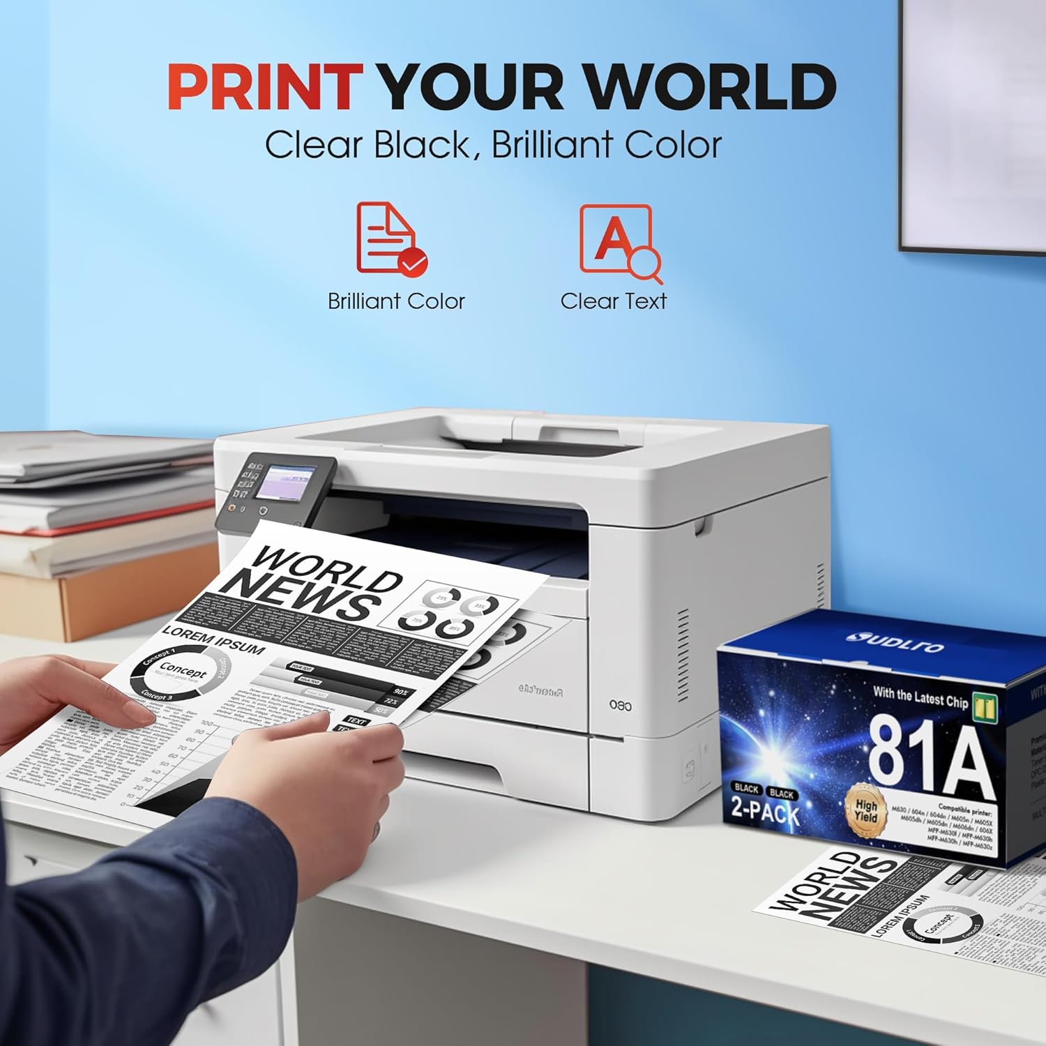 81A Toner - CF281A Replacement for HP 81A Black Toner Cartridge CF281A 81X CF281X Compatible with M630, M604dn, M604n, M605dh, M605dn Printer (2 Black)