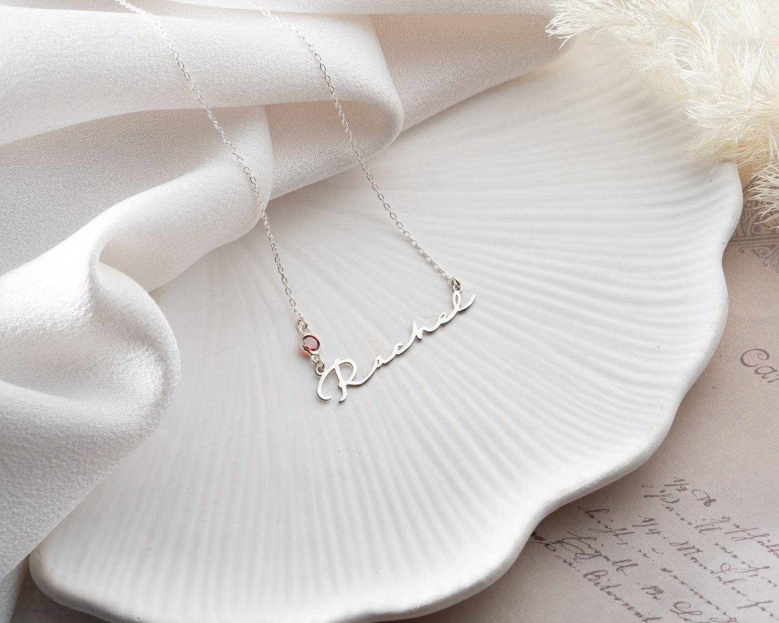 Delicato collana con pietra portafortuna con nome e pietra portafortuna personalizzato con nome Festa della Mamma Natale anniversario compleanno