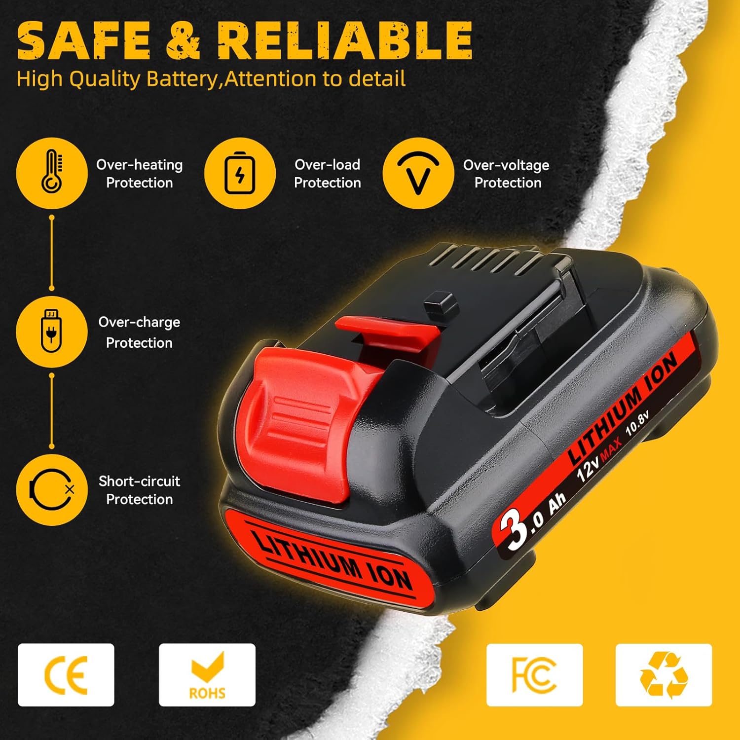 FERRYBOAT DCB120 3.0Ah 12V Replacement for Dewalt Compatible with 12 Volt Battery DCB120 DCB121 DCB123 DCB122 DCB124 DCB125 DCB127 2Pack