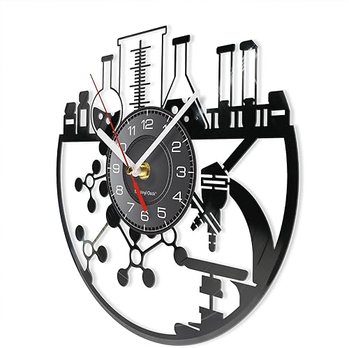 Miniatura 3 de Reloj de pared químico de 12 pulgadas, reloj de pared silencioso de cuarzo sin tictac, funciona con pilas, moderno, decorativo, química, analógico,