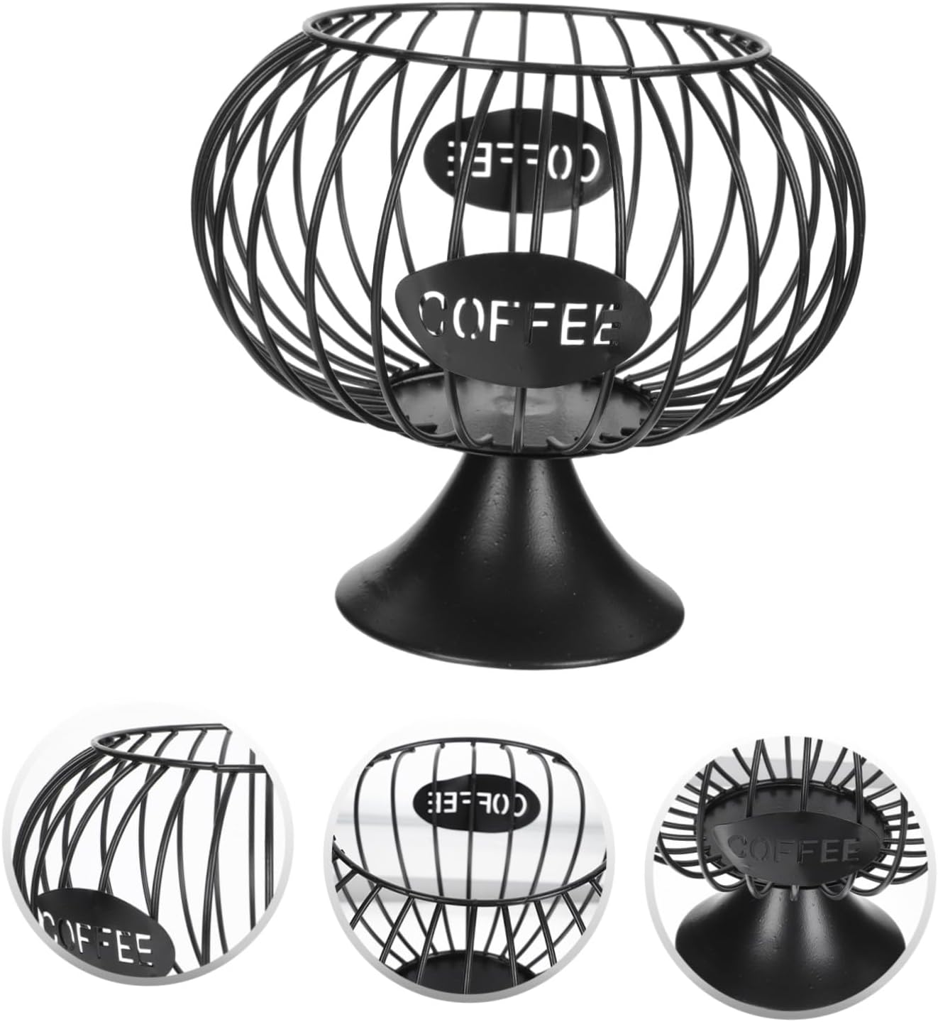 Creative Large Black Metal Coffee Capsules Storage Basket with Open Top Coffee Pod Organizer for Kitchen Office Home and Countertops