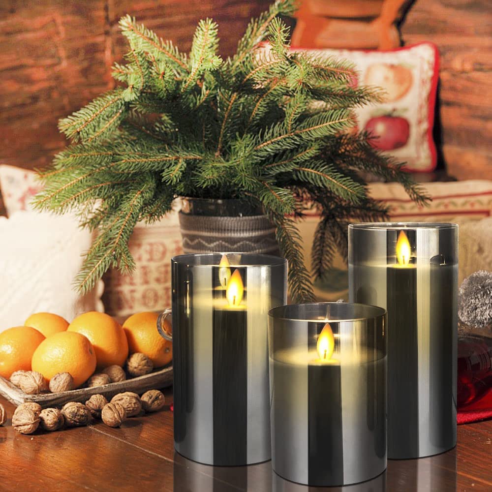 Candele LED senza fiamma, 12 colori, funzionamento a batteria, con telecomando e timer, senza fiamma reale, dimmerabili, pilastri per decorazione romantica, D3 x H4 15,2 cm, confezione da 3