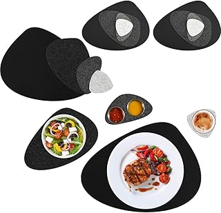 DuneDesign 16er Flusskiesel Tischset - Filz Platzset und Untersetzer für 4 - Abwaschbar Hitzefest