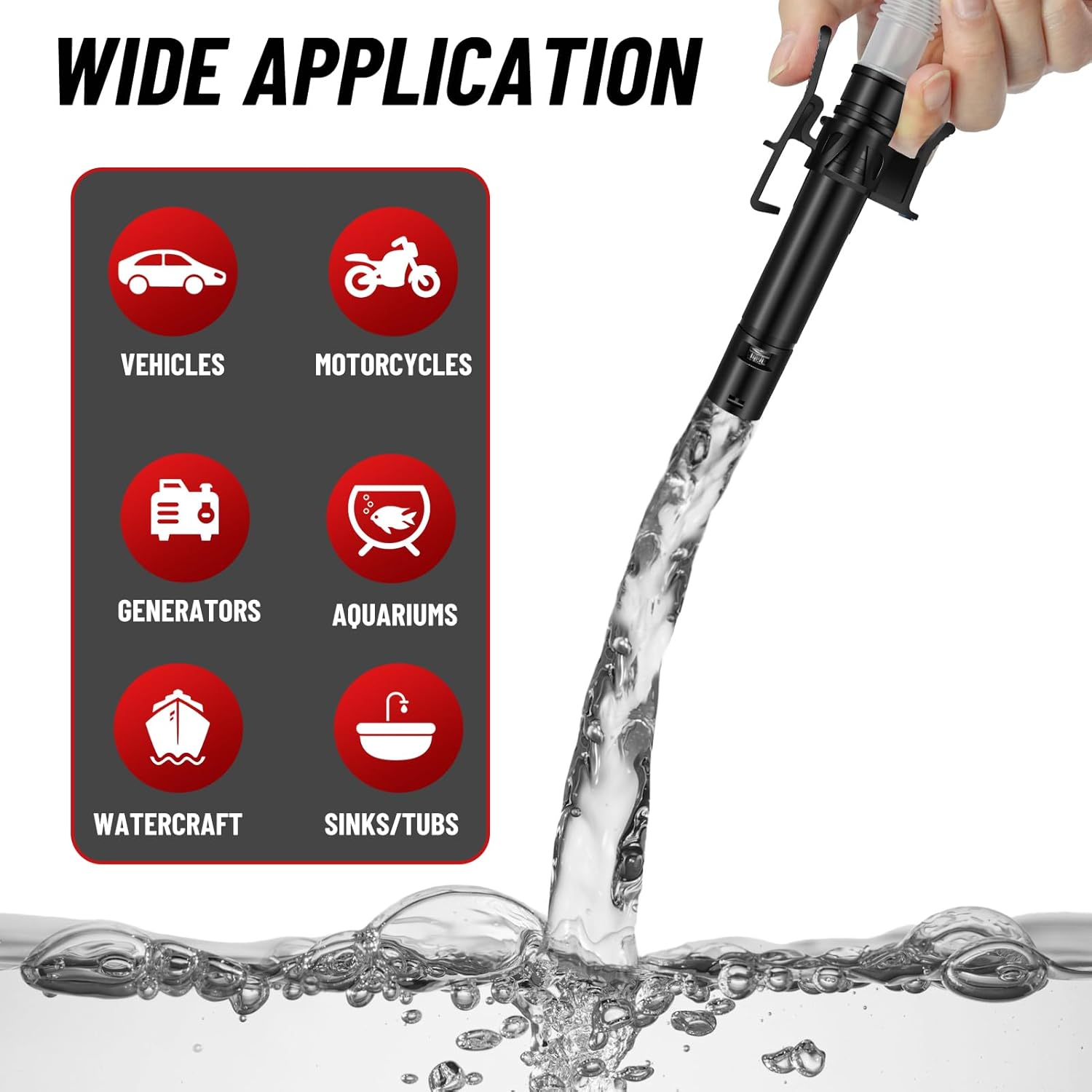 Fuel Transfer Pump with Auto-stop Sensor (3.2GPM), Battery Powered Siphon Pump for Gasoline, Portable Fluid Transfer Pump for Oil, Gasoline, Diesel - 3 Sizes of Adapter Cap