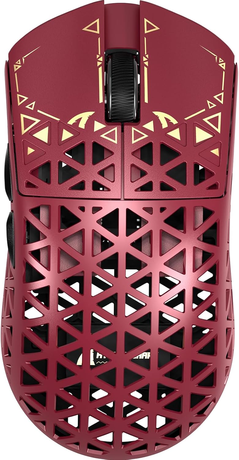 ATTACK SHARK R5Ultra 8K Carbon Fiber Wireless Gaming Mouse with 42000 DPI -PAW3950 MAX Sensor -39g Ultra-Lightweight-Nordic 52840 MCU Chip-Wired/BT/2.4GHz Wirelss Programmable Mouse for PC/Mac (Red)