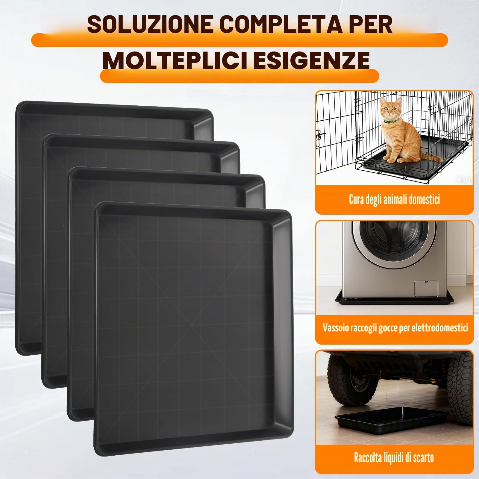 Poweka 4 Vasca di Raccolta per Auto, 58 x 55 x 3 cm, Vaschetta Dell'olio del Telaio Universale, Vasca Raccolta Olio Motore, Mantenere Il Garage Sicuro e Pulito