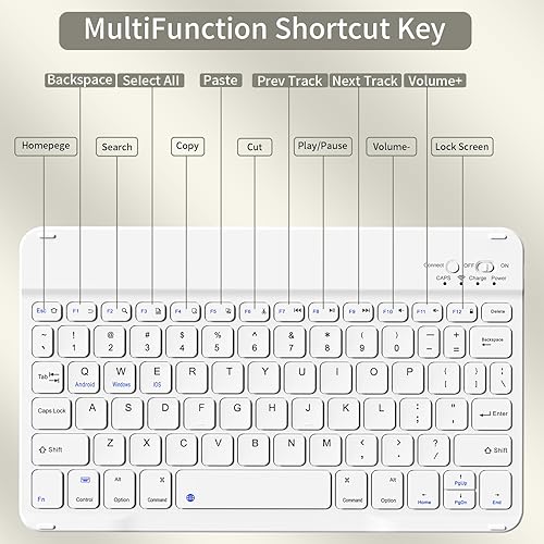 Miniatura 60 de aoub Funda para iPad de 9ª/8ª/7ª generación de 10.2 pulgadas, funda de teclado Bluetooth inalámbrica desmontable, funda trasera de TPU suave