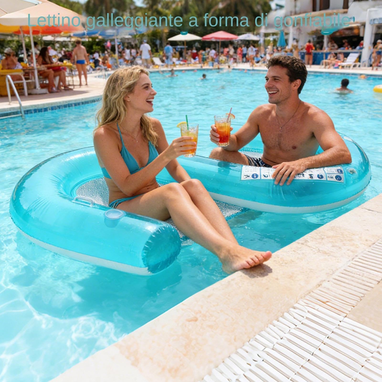 Flotador Piscina 2 Personas Tubo lounge flotante y plegable