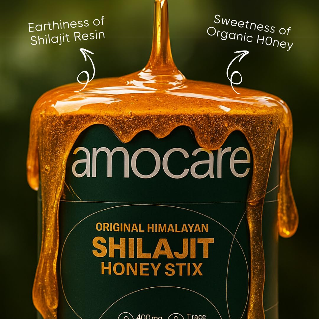 Amocare Original Himalayan Shilajit Honey Sticks with Saffron - 30 Count | 75%+ Fulvic Acid & 80+ Trace Minerals | Natural Immunity, Energy, Stamina Booster | Sugar-Free, Easy Single-Use Packets 1