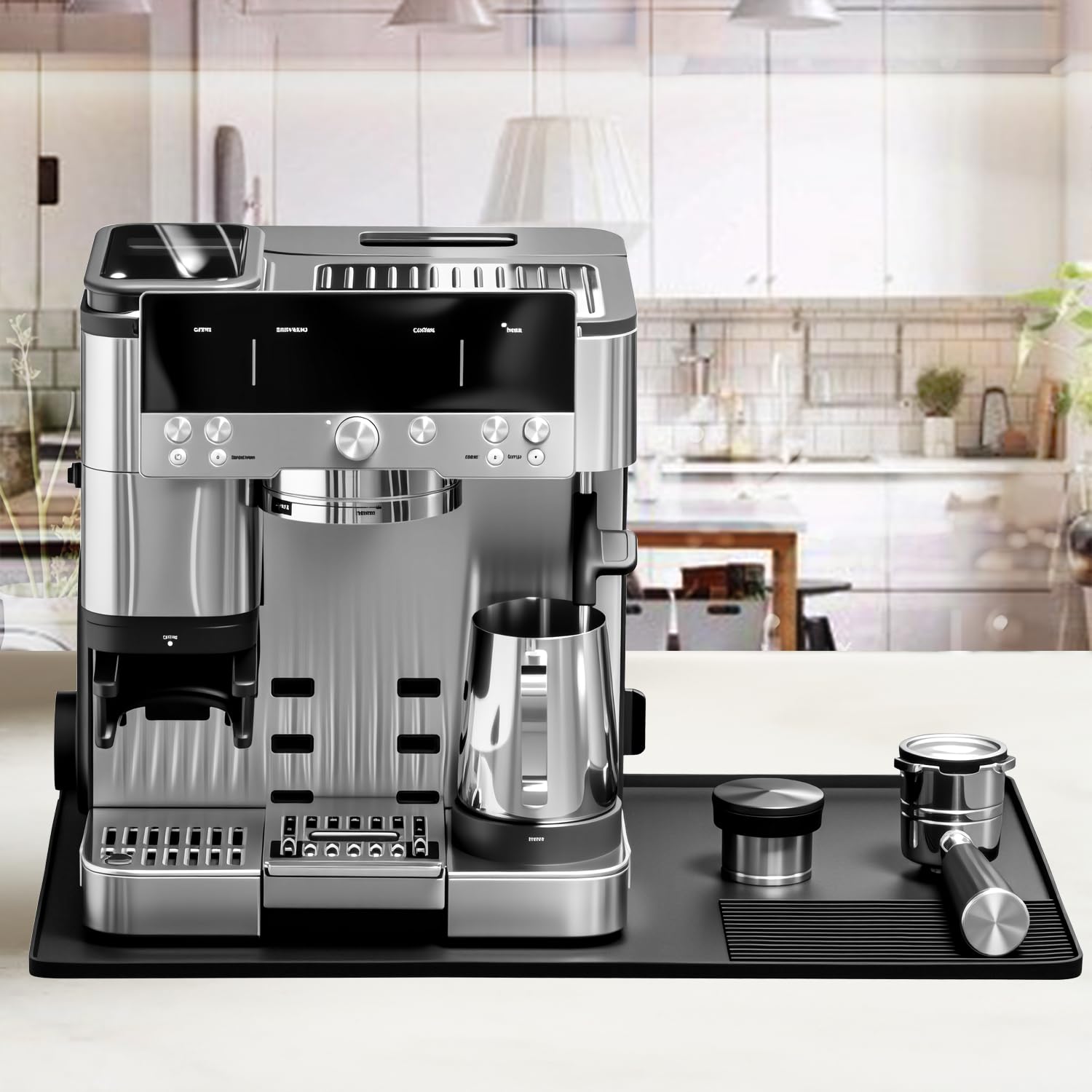 Tappetino da caffè in silicone con bordo convesso, 58,5 x 39 cm, accessori per caffè Ninja Luxe Cafe