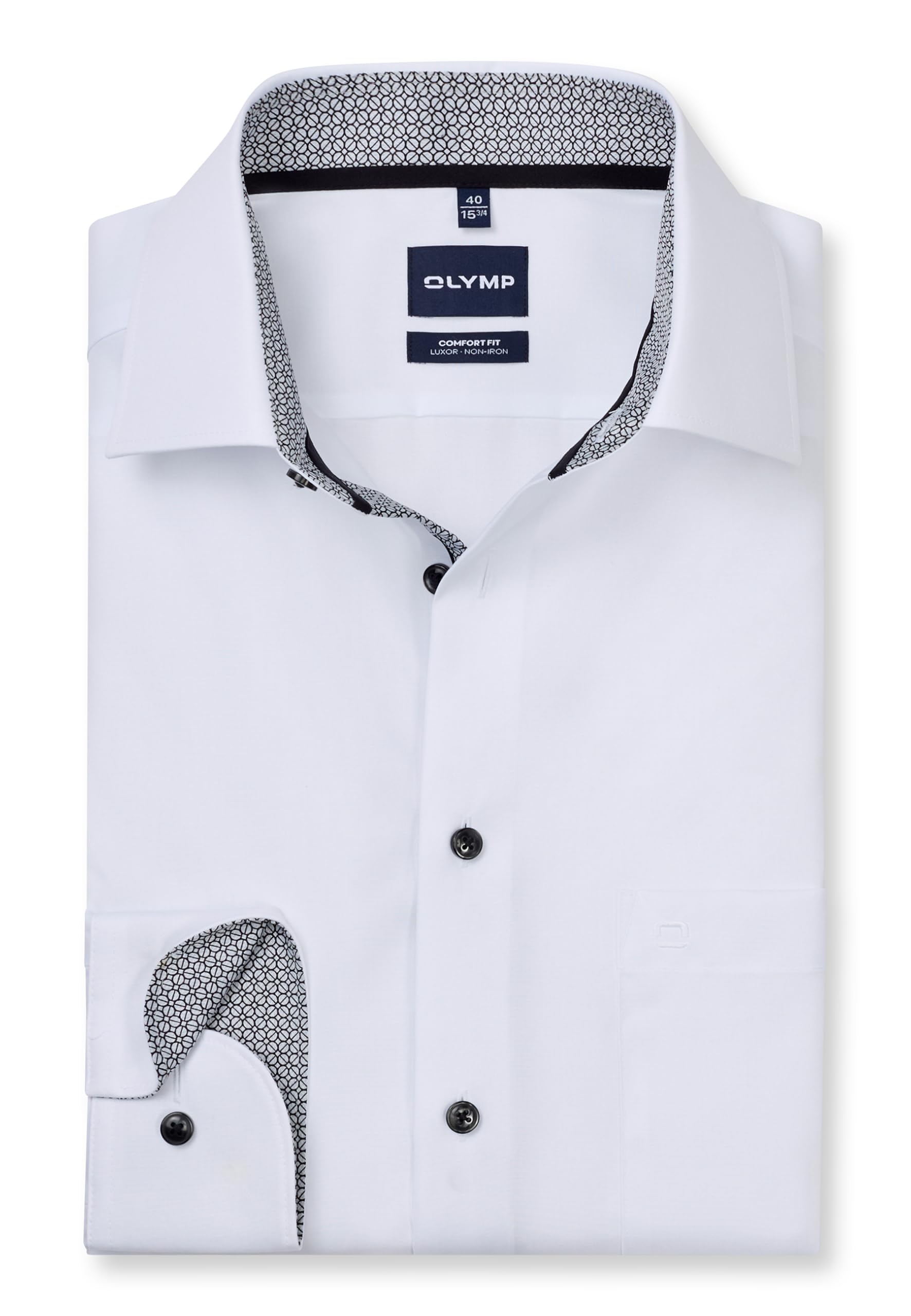 OLYMP Camicia da uomo a maniche lunghe Luxor, tinta unita, Comfort Fit, New Kent