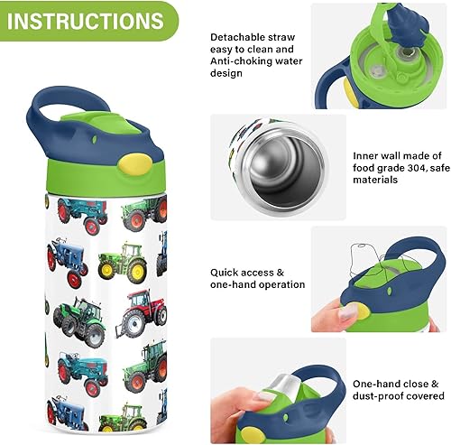 Miniatura 5 de Botella de agua de acero inoxidable para niños, botella de agua de acero inoxidable de 12 onzas con aislamiento al vacío para niños, botellas