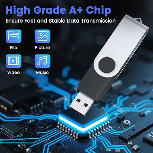 Miniatura 3 de ABLAZE - Unidad flash USB de 16 GB, paquete de 10 unidades de memoria USB 2.0 con cordones, unidades de pulgar giratorias, disco U a granel de 16 GB