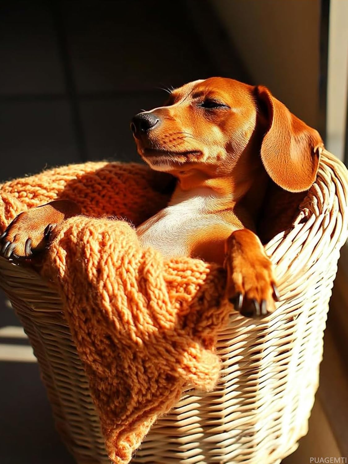 PUAGEMTI DIY Dachshund Diamond Art Kit for Adults, 5D Dog Diamonds Painting Kit Craft Beginner DIY Full Drill Diamond Dots Craft Kits for Home Wall Decor Gifts 12x16 INCH