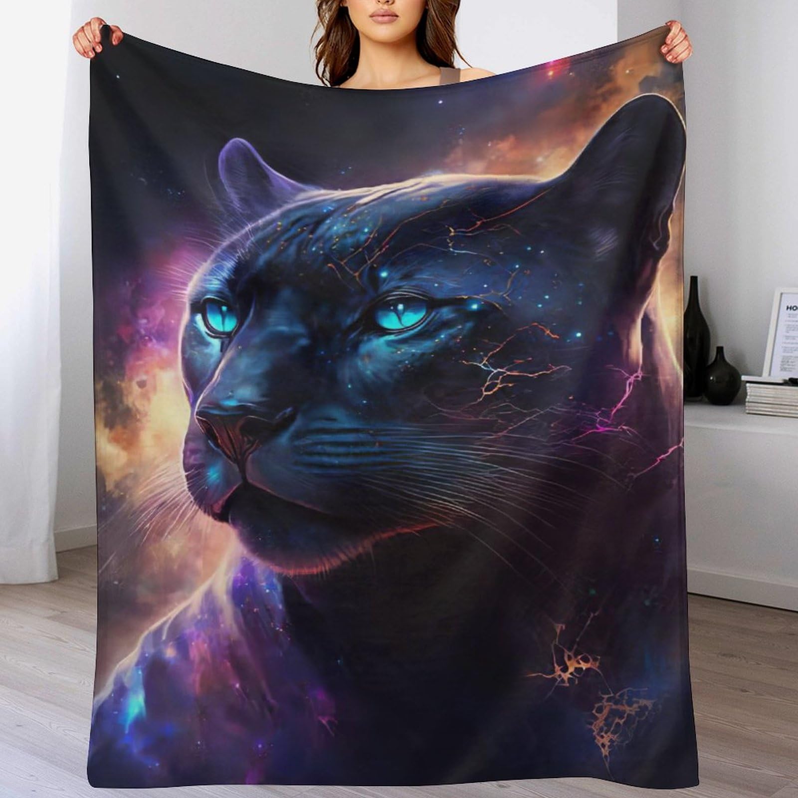 Manta de forro polar para sofa cama y salon con diseno de leopardo suave 130x150cm