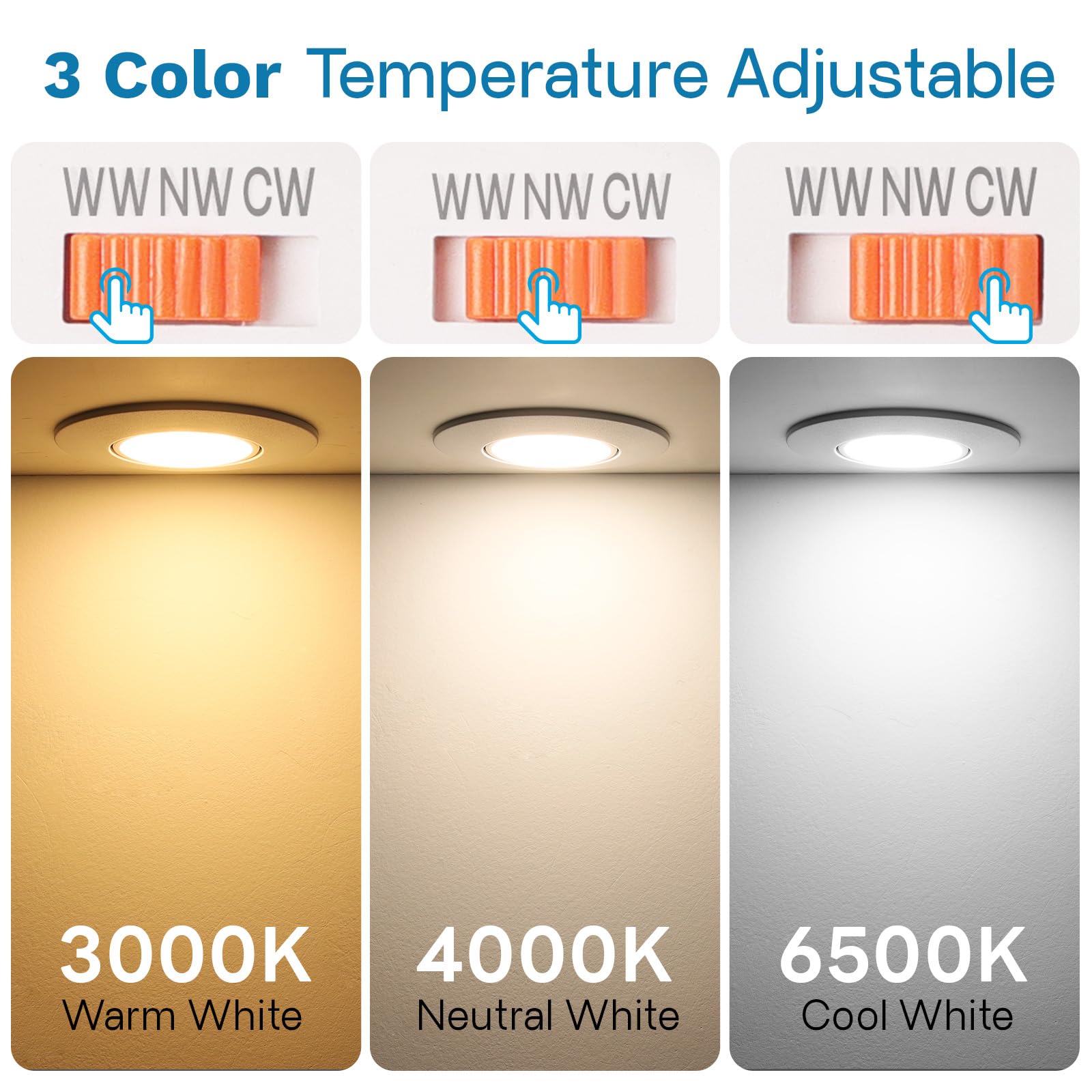 Reflektor LED wpuszczany biały ściemnialny ekstra płaski reflektor 5 W LED 220 V ciepła biel 3000 K neutralna biel 4000 K zimna biel 6000 K oświetlenie wpuszczane 68 mm, obrotowe reflektory sufitowe