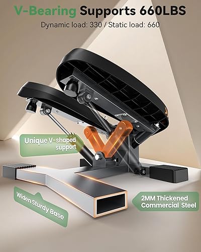 Miniatura 4 de Sportsroyals Escalera de escalera, giro/mini escalón para ejercicio en casa, máquina de pasos con bandas de resistencia para entrenamiento de cuerpo