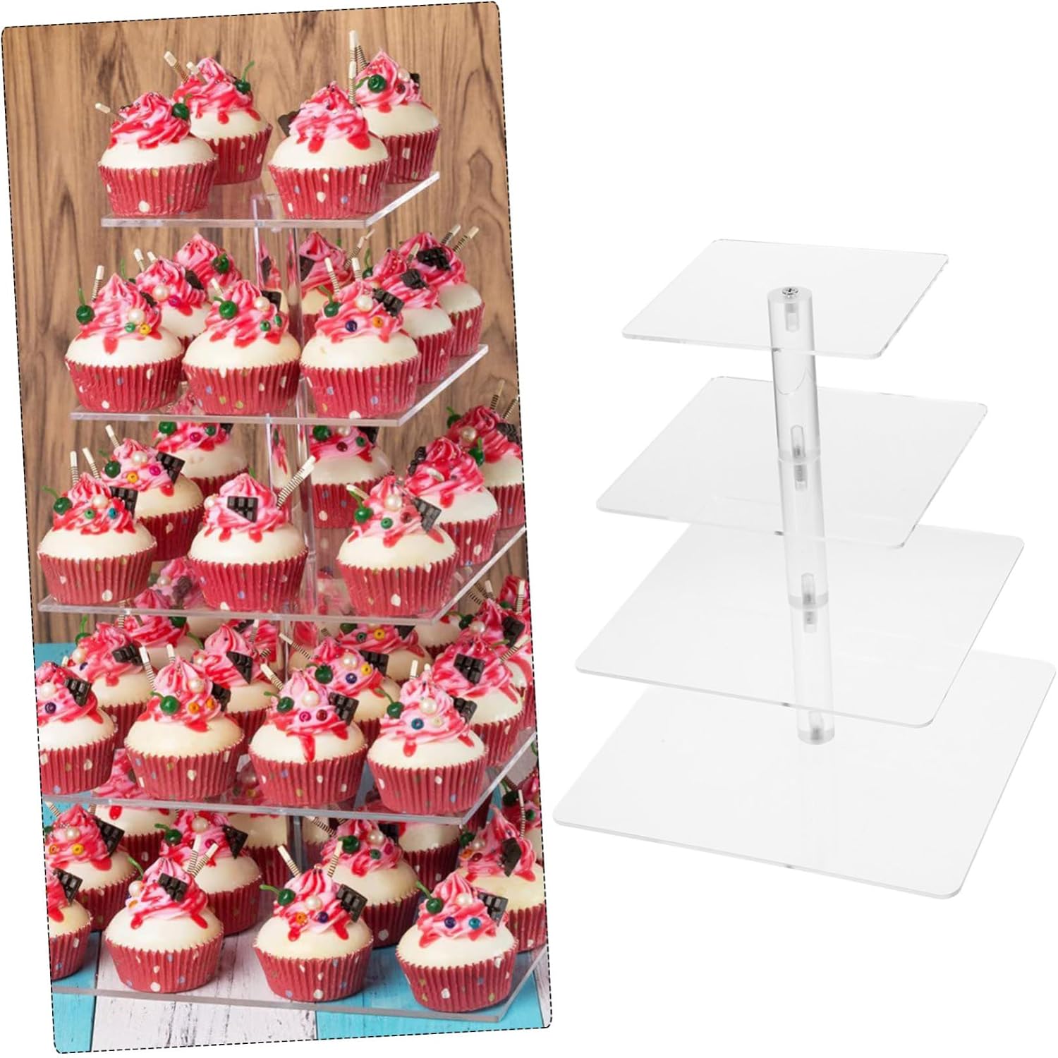 4tier Acrylic Cake Stand for Cupcakes and Desserts Sturdy Display Riser for Weddings Parties and Events for Showcasing Treats and Desserts