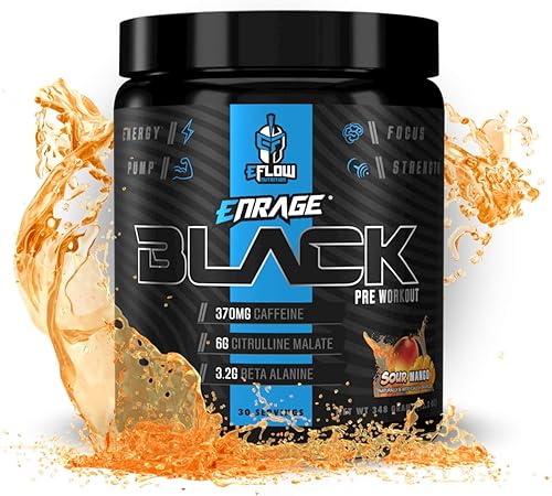 eFlow Nutrition Enrage Black - Suplemento preentrenamiento estimulante alto - Polvo de preentrenamiento para aumentar la energía, las bombas y la