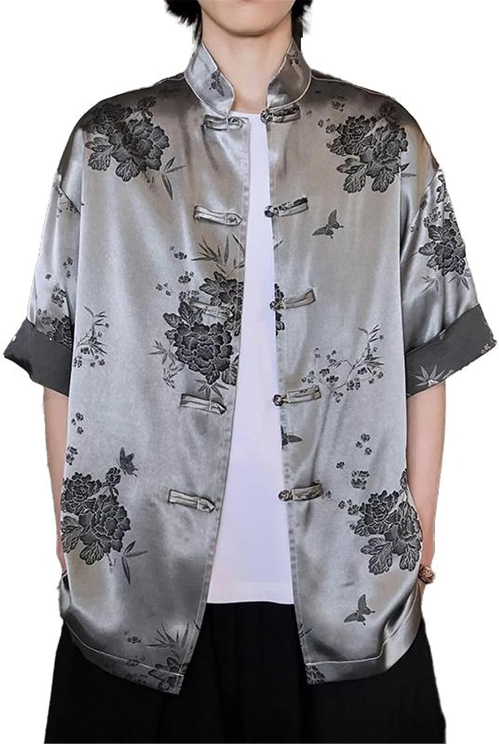 Men's Chinese Style Short Sleeved Shirt Tang Suit Casual Casual Loose Commuter Kung Fu T-Shirt Tops