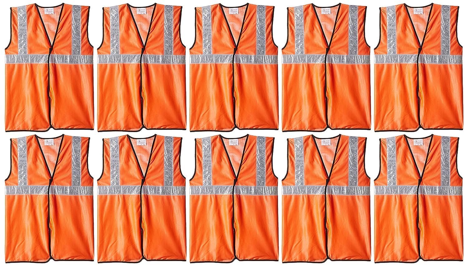 Sense Safety Highlight Reflective Safety Lightweight Jacket With Zipper Reflective | Jacket Security Waistcoat For Airport, Construction, Emergency, Landscaping, Engineering Orange jacket (Pack Of 10)