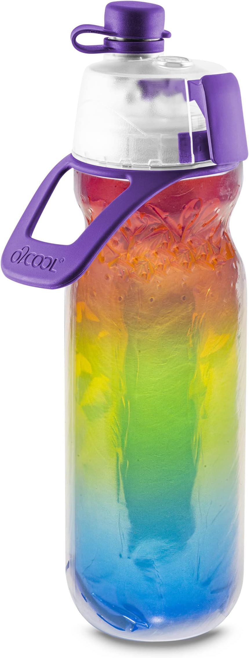 O2COOL Mist 'N Sip Misting Water Bottle 2-in-1 Mist And Sip Function With No Leak Pull Top Spout Reusable Sports Water Bottle - 20 oz (Pride)