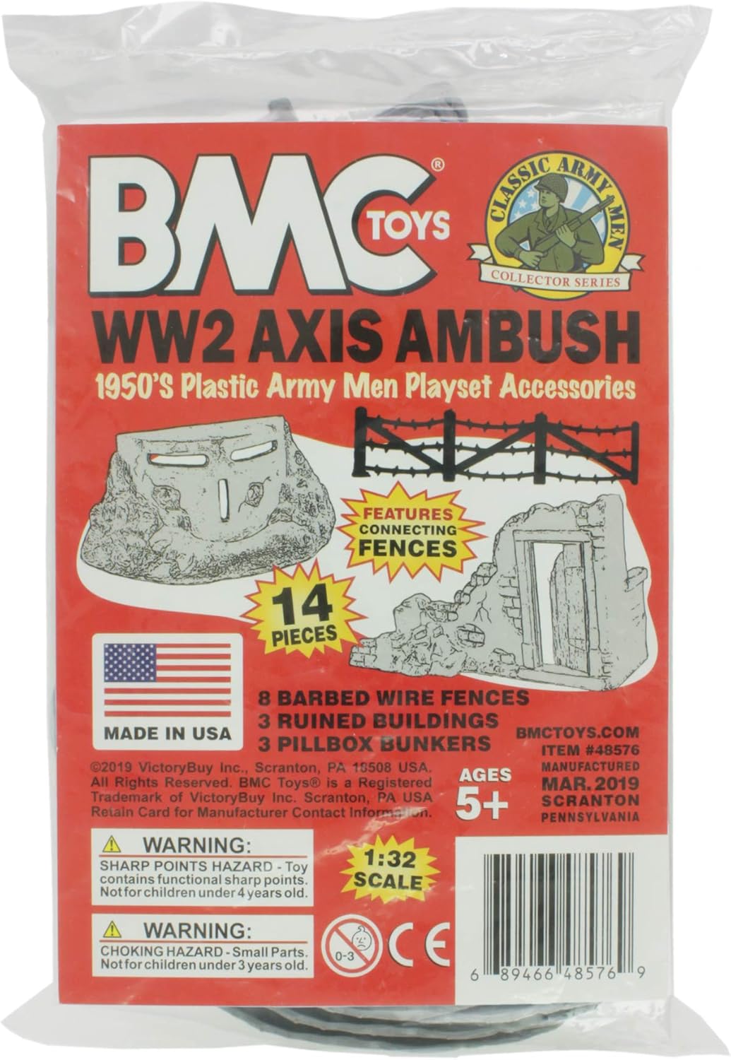 BMC Classic Marx Axis Ambush - 14pc Gray Plastic Army Men Playset Accessories