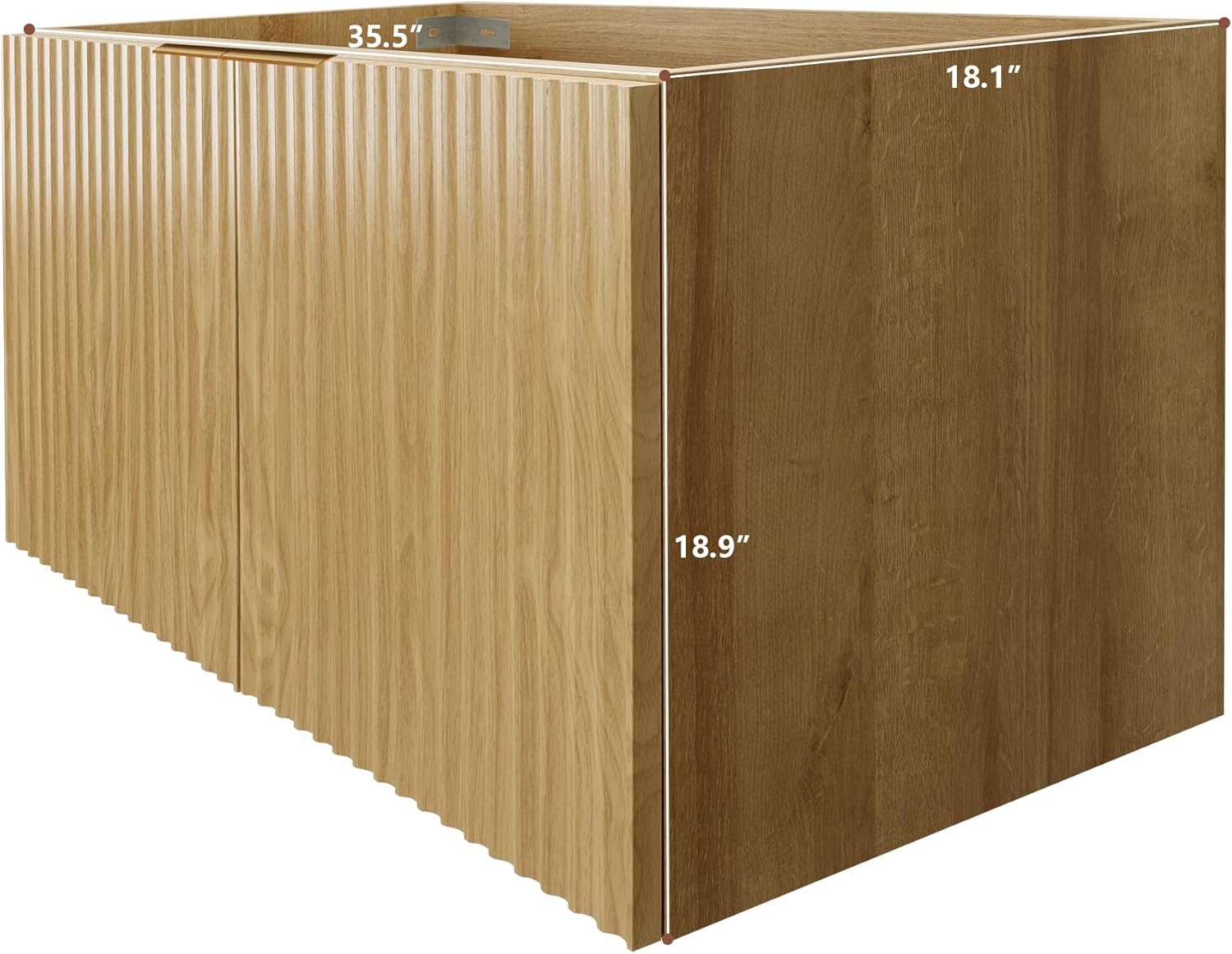 Modern Bathroom Vanity with Wavy Textured Doors - Wall Mounted Floating Cabinet, Soft-Close Waterproof Storage for Small Bathroom, Easy Install (Nature Without Sink, 36)