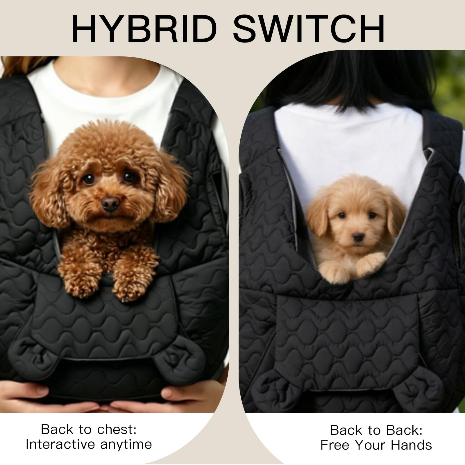 Hunderucksack, Hundetasche für Kleine Hunde 10kg, Hundetragetasche mit verstellbarem Schultergurt zum Spazierengehen, für Outdoor-Aktivitäten, Wanderungen und Ausflüge (Schwarz)