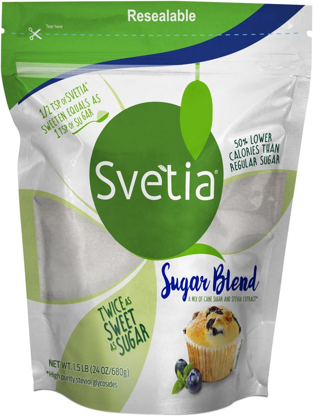 SVETIA SUGAR BLEND with Stevia Extract,1.5 Lb